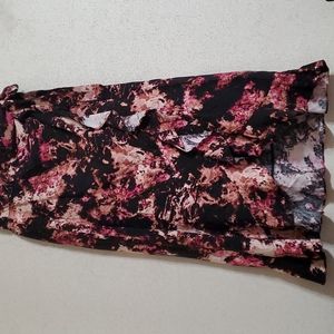 INC Floral Ruffle hem wrap Tie side Skirt M